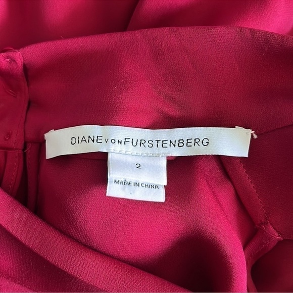 Diane von Furstenberg DVF "Morana" Raspberry Sleeveless Silk Dress Size 2 - Picture 4 of 10